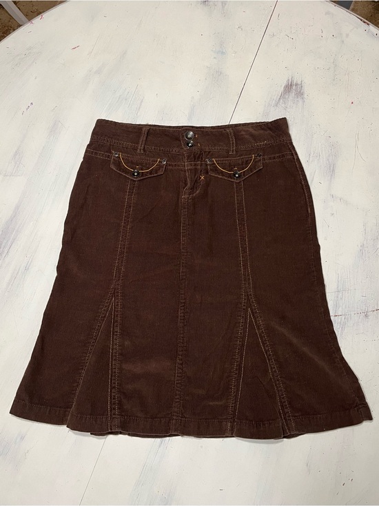 Vintage Dresses & Skirts - Vintage Y2K 90’s Fluted At Knee Corduroy Panel Cotton Skirt Sz 7 Unionbay